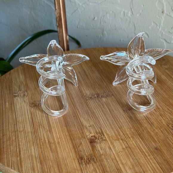 Blown‎ glass twisted stem flower candle holder clear glass - Picture 4 of 4